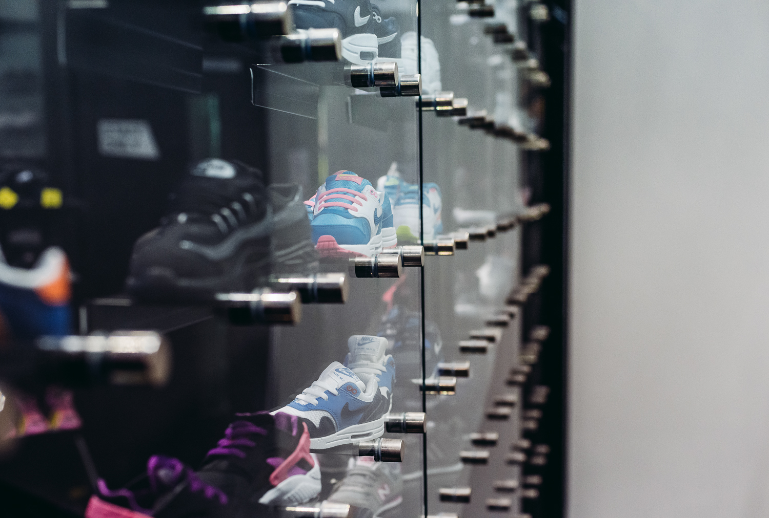 retail display attached to a mezzanine floor staircase in JD sports Birmingham